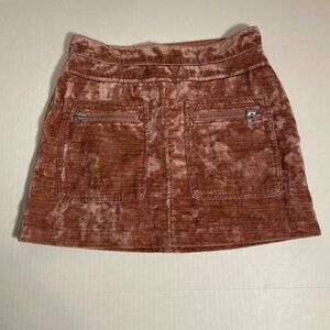 Free People Dust To Dust Velvet Mini Skirt Size 4 Rose Dusty Pink Velour Zippers